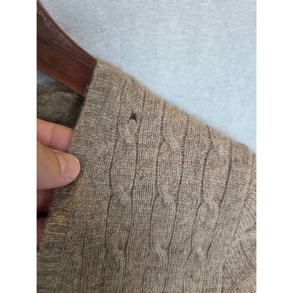J.Crew Cashmere Cable Knit V-Neck Sweater Womens M Preppy Old Money (Flaws) - Picture 3 of 12